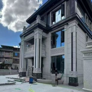 丹东 别墅干挂，芝麻白与芝麻黑完美配合