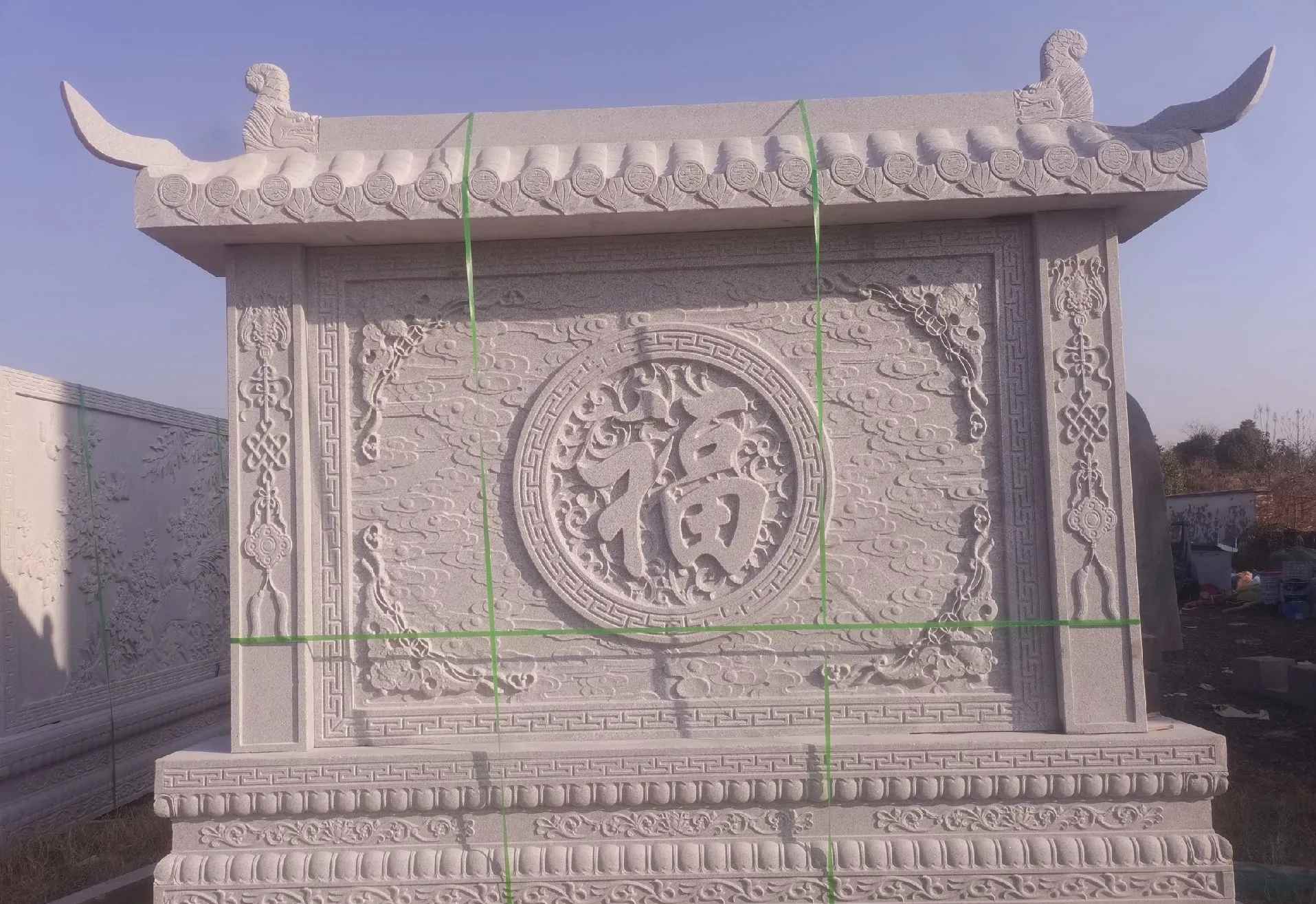 丹东 芝麻白花岗岩屏风，照壁，影壁